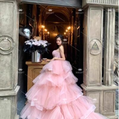 法式蛋糕輕紗晚禮服French cake gauze evening dress